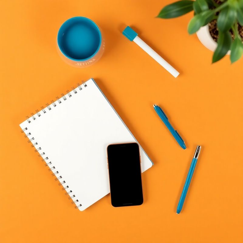 Birou minimal cu carnet și telefon